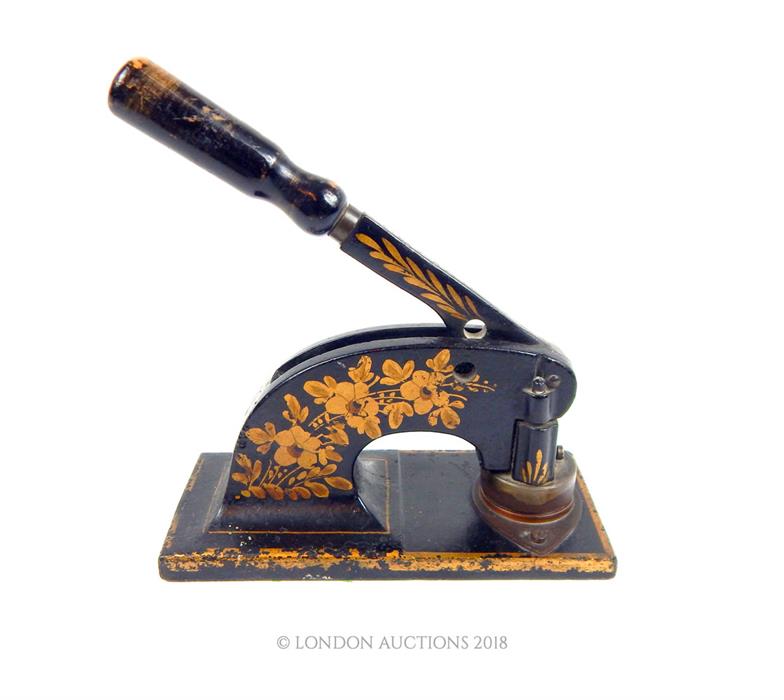 A late 19th century, cast iron and hand-painted, embossing machine - Image 3 of 3