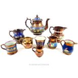 A collection of 19th century copper lustre