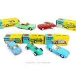 Five Corgi Toys model cars with original boxes: Mini-Minor 226 a Renault Floride 222; a Ford