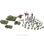 A collection of Dinky Toys military vehicles and some vintage Britains and Union lead WW2 toy