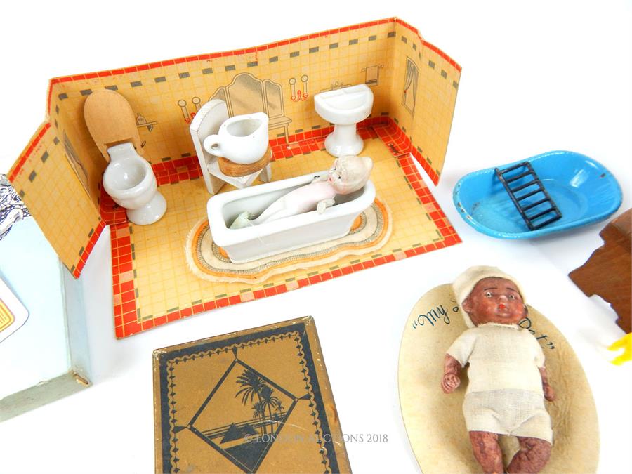 A small collection Dolls house furniture, a jack in the box toy and playing cards. - Image 2 of 5