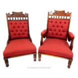 A pair of Edwardian walnut chairs