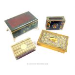 A collection of three, period, matchbox holders and a hard-stone trinket box