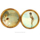 A pair of Pre-Raphaelite style circular prints