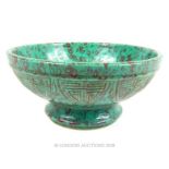 A Chinese, Qing-style, vivid, turquoise glazed, footed bowl