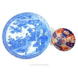 A 19th century Japanese Imari bowl and a Chinese dish