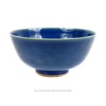 A Chinese, blue, glazed, porcelain, footed bowl