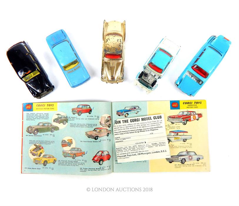 Five Corgi Toys, four with original boxes: a Jaguar Mark X 238; a two tone, Triumph Herald Coupe - Image 2 of 4