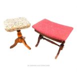 Two mahogany and upholstered stools