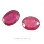 Two, natural, oval-shaped, faceted rubies