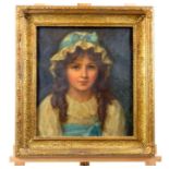 A 19th century oil on canvas portrait of a young lady