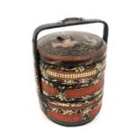 A Chinese Red, Black and Gold Lacquered Ceremonial Wedding Basket