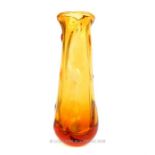 A large, Whitefriar's, chunky, rippled, amber-coloured glass vase, Circa 1930.