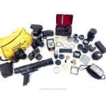 A large collection of photography equipment