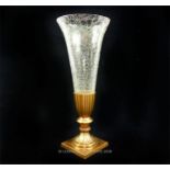 A fluted crackle glass vase