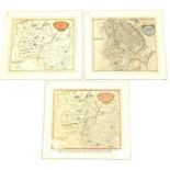 Three antique, coloured prints of maps by Robert Morden (18th century)