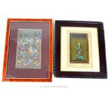 Two, framed, Indian, mogul paintings