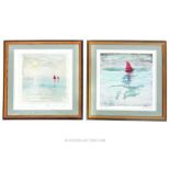 Rose Strang, (British) A pair of limited edition prints of boats on water