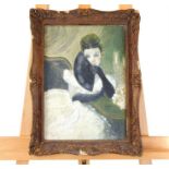 Oil on canvas study of a 19th century seated lady
