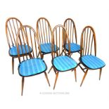 A set of six vintage Ercol design dining chairs