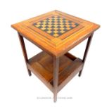 An early 20th century, oak and various woods, chess table