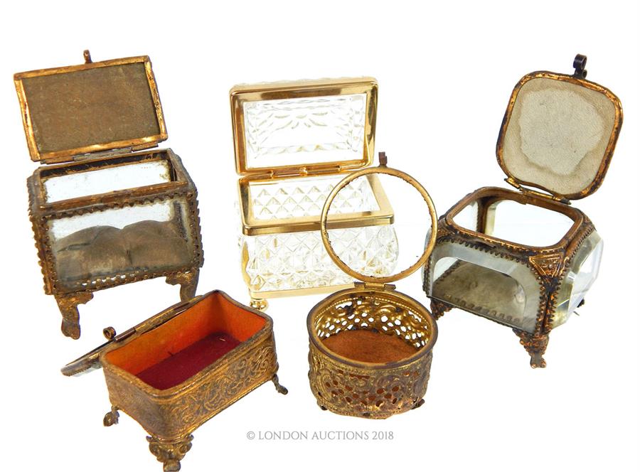 A collection of antique and modern, French, gilt metal and crystal caskets - Image 2 of 3