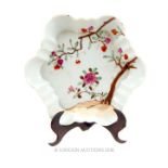 A Chinese famille rose porcelain dish of hexagonal form