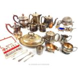 A job lot of vintage, silver plated items