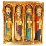 A gilded and painted plaster icon of the four gospel writers