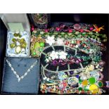 A large quantity of costume jewellery necklaces