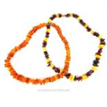 Two, natural, Baltic amber necklaces