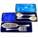 Two cased, silver plated, serving utensils by Mappin & Webb and Mappin Bros