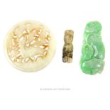 Three, Chinese, carved, jade items