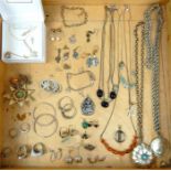 A collection of sterling silver jewellery items