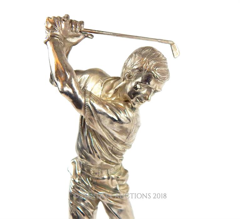 A silvered figure of a golfer - Image 3 of 4