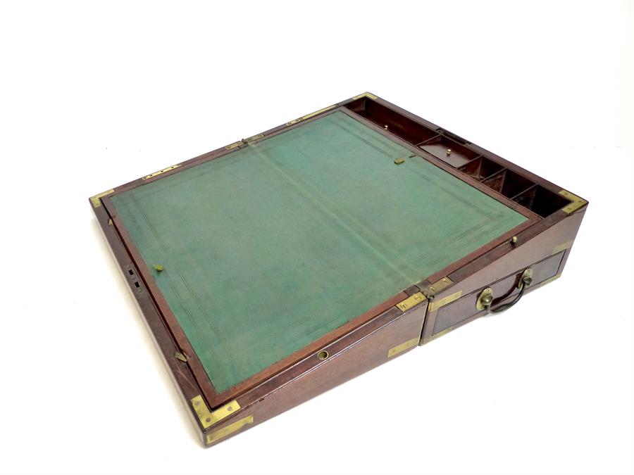 A large, 19th century, mahogany writing slope with brass fittings - Image 2 of 2