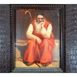 Signature indistinct, A 19th century, Framed, Orientalist painting of a seated gentleman
