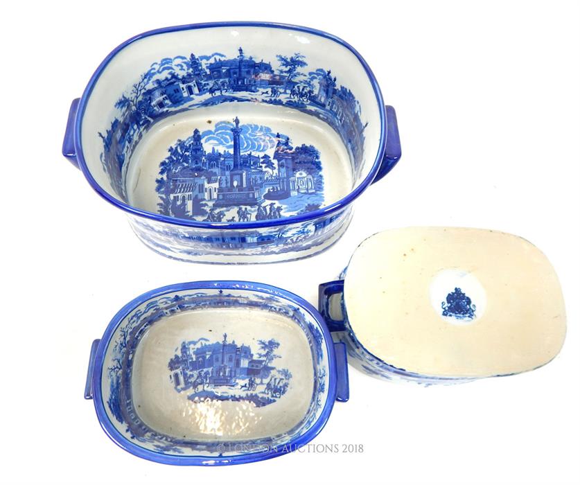A set of three blue and white foot baths - Image 2 of 2