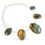 A large, sterling silver and labradorite cabochon necklace