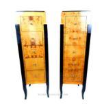 A pair of Art Deco style tallboys