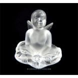 A Lalique, frosted glass, seated fairy