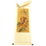 A Chinese hand painted scroll depicting a Luohan Monk