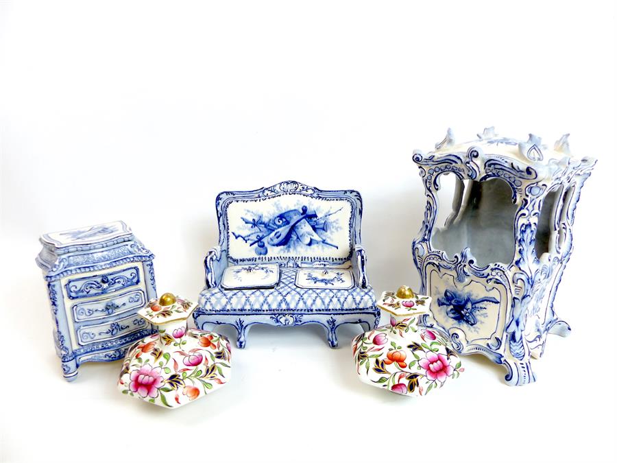 Continental Blue and White Porcelain and Japanese Vases