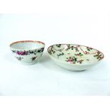 English Famille Rose Tea Bowl and Dish