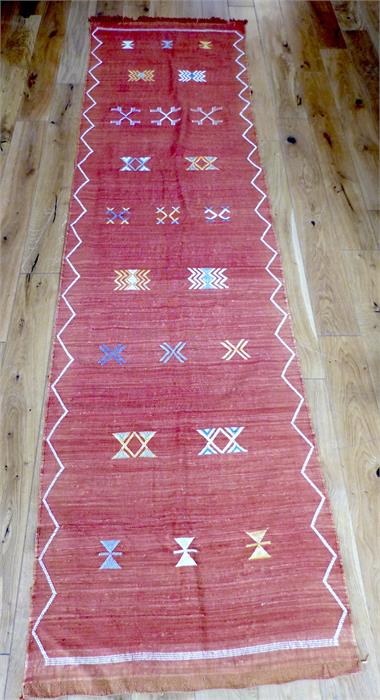 A Moroccan cactus silk and cotton flatweave Berber runner