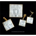 A boxed suite of Lalique, silver-gilt and glass 'Masque du Femme' jewellery