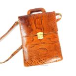 A vintage, Estee Lauder, brown crocodile skin, messenger bag