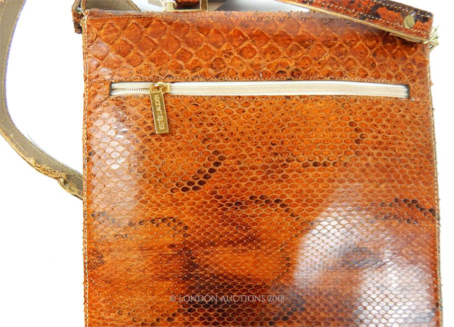A vintage, Estee Lauder, brown crocodile skin, messenger bag - Image 3 of 3