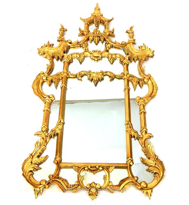 A Chippendale style giltwood wall mirror