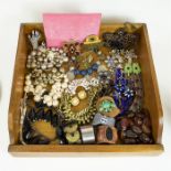 A large collection of vintage, costume jewellery